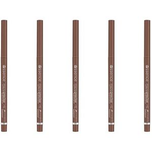 Essence Micro Precision Wenkbrauw Pencil Nr. 02, bruin, duurzaam, definitief, natuurlijk, veganistisch, waterbestendig, zonder microplasticdeeltjes, zonder parfum, 5-pack (5 x 0,05 g)