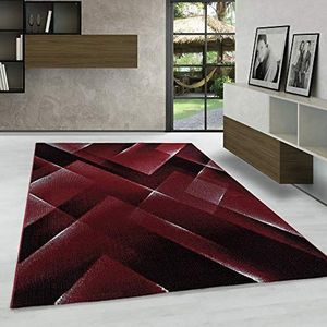 Laagpolig vloerkleed, Kleur Rood, Abstract ontwerp, 106504, Vloerkleed Rechthoekig, Vloerkleed woonkamer-eetkamer, 240 x 340 cm