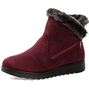 HJUGHPN Womens Laarzen Vrouwen Enkellaarzen Nieuwe Waterdichte Wedge Platform Winter Warm Snowboots Schoenen Voor Vrouwelijk., Rood, 38.5 EU