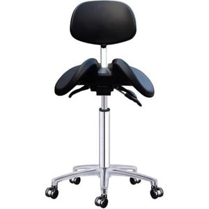 Zadelkruk met verstelbare en draaibare rugleuning met twee kantelopties, gedeelde zitting voor klinieken, ziekenhuizen, apotheken, medische en schoonheidscentra (A1,54 ~ 74 cm)