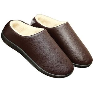 Dames Sloffen Winterhuis katoenen schoenen antislip zachte zolen lederen oppervlak waterdicht warm en fluwelen comfortabele katoenen pantoffels Winterhuispantoffels voor Binnen (Color : B, Size : 9.