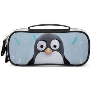 DWTJKMS Leuke Pinguïn Lederen Make-uptas Draagbare Kleine Cosmetische Organizer Waterdichte Toilettassen Borstels Potloden En Reizen Make Up Accessoires