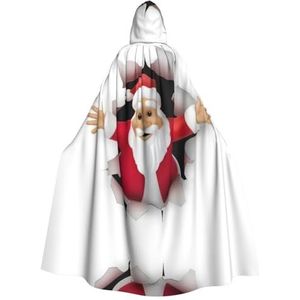 WURTON Kerstman volledige lengte carnaval cape met capuchon cosplay kostuums mantel, 190cm