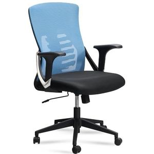 AMSTYLE Bureaustoel, blauw/zwart, mesh-bekleding, tot 120 kg, draaistoel, in hoogte verstelbaar, met lendensteun, stoffen bureaustoel, ergonomisch met armleuningen en kantelfunctie