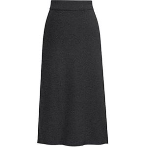 Sanahy Dames Basic Plain Stretchy Geribbelde Gebreide Split Midi Rok Stretch Hoge Taille Bodycon Zakelijk Werk Kantoor Kokerrok, Zwart, 3XL