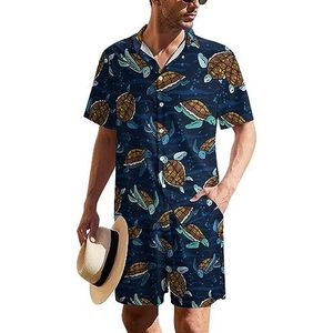 Leuke Zwemmen Ea Turtles Hawaiiaanse pak voor heren, set van 2 stuks, strandoutfit, shirt en korte broek, bijpassende set