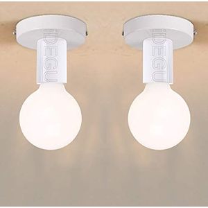 iDEGU, 2 x moderne plafondlampen, eenvoudige plafondlamp, vintage wandlamp, E27-fitting, zonder lampen (wit)