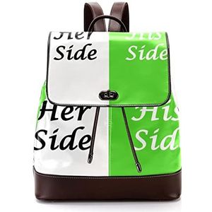 Gepersonaliseerde schooltassen boekentassen voor tiener haar kant en zijn kant wit groen, Meerkleurig, 27x12.3x32cm, Rugzak Rugzakken