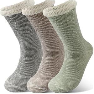 YIJIANUO 3Pairs Super Dikke Merino Wol Sokken Vrouwen Winter Thermische Zachte Gezellige Mid Tube Sokken Fleece Gevoerde Outdoor Sport Sok Voor Koude Sneeuw, 3 paar-mix kleur, 71 EU