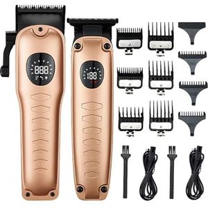Tondeuses voor mannen, 2 stuks professionele tondeuse, tondeuse set, tondeuse set met LCD-scherm, dubbel doel USB opladen (gouden)