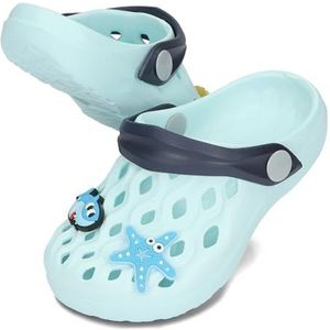 BeKiddy Unisex Kinderen Eva Klompen met Schoenpin Lichtgewicht Tuin Schoenen Jongens Meisjes 24-34 EU (Lichtblauw, EU-systeem voor schoenmaten, Kleuter, Numeriek (van/tot), Normaal, 27, 28)