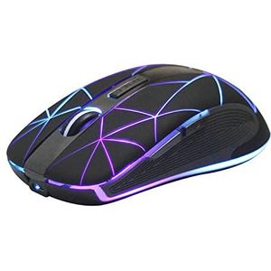 Rii RM200 draadloze muis met oplaadbare batterij. 5 knoppen 2,4 GHz nano-ontvanger. 3 instelbare dpi-standen. Kleurrijke led, ideaal voor notebooks, pc, computer. (zwart).