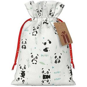 Panda Bamboe Print Vakantie Trekkoord Geschenkzakken, Inpakzakken Zakken Xmas Cadeaus (Medium Klein)