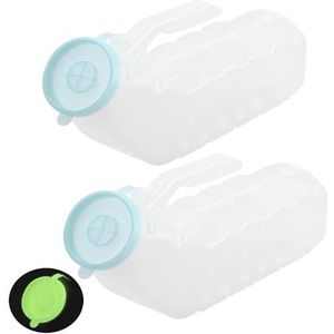 Urinezakken, 2-Pack mannelijke urinoir Glow in the Dark, schroefdop 1000 ml draagbare urinoirs plasflessen, morsbestendige urinoirfles for auto, ziekenhuis, ouderen en incontinentie
