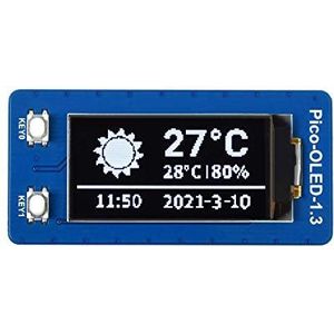 1,3 inch OLED-display voor Raspberry Pi Pico, 1,3 inch OLED-display I2C/SPI 128 x 64 scherm, geïntegreerde SH1107-driver, betere compatibiliteit, snelle gegevenssnelheid