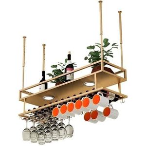 JLVAWIN Opbergrek wijnrek wandmontage - industriële wijnrekken met LED-licht, in hoogte en breedte verstelbaar, metalen plank (80 cm) voor bars, restaurants, keukens en serviesgoed houder planken