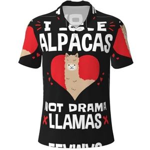 Migpkd I Love Alpacas Men is Golf Polo Shirts Korte Mouw Prestaties Vocht Wick Casual Print Collared Golfshirts voor Mannen, Zwart, M