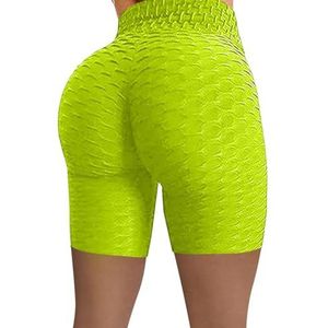 Yoga Leggings Ademend Honingraat Buikcontrole Hoge Taille Polyester Workout Scrunch Broek Getextureerde Booty Stretch Hardlopen, Large, Katoen, Geen edelsteen