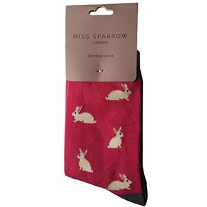 Konijnen op Fuchsia Roze Dames Nieuwigheid Enkelsokken Sokken Volwassen One Size