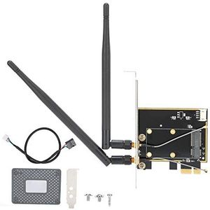 Mini PCI-E naar desktop-adapter, draadloze netwerkkaartadapter Mini PCI-E naar desktop PCI-E met ondersteuning voor 2 antennes Bluetooth, draadloze adapter met 1 x NGFF E-sleutelconnector