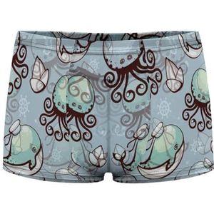Leuke Walvis Octopus Papier Boot Heren Boxer Slips Sexy Shorts Mesh Boxers Ondergoed Ademend Onderbroek Thong