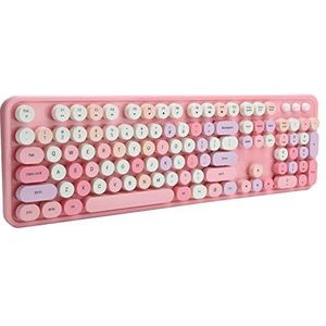 Draadloos Toetsenbord Mechanische Toetsenbordmuisset voor Desktopcomputer voor Pc (Roze Thema)