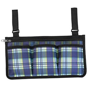 Armsteun Walker Bag Rolstoel Rollator Organizer Pouch Blauw Plaid