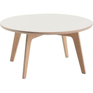 PIZZUTTI - Monfalcone 35 - Moderne woonkamertafel van ocumé-hout, kleur wit en natuurlijk hout, Ø 70 cm en H 35 cm, ronde salontafel, eenvoudig te monteren, design en kwaliteit Made in Italy