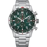 CITIZEN Eco-Drive 32020852 Herenhorloge, analoog, zilver-groen., Eén maat, armband