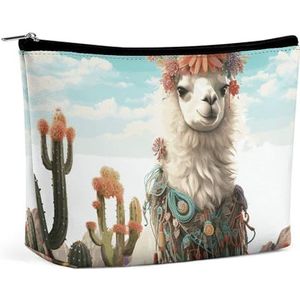 NKJJSTES Grote Capaciteit Kosmetische Zak Waterdichte Cosmetische Organizer Retro Canada Vlag Cosmetische Accessoires Organizer voor Vrouwen/meisje, Mexicaanse Llama Groen, Eén maat