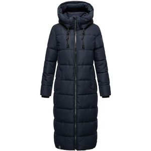 MARIKOO Nadeshikoo XVI Winterjas voor dames, warm, gewatteerd, lang, met afneembare capuchon, XS-5XL, Donkerblauw, XL