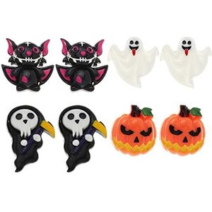 Leuke Halloween Stud Earring Set: Pompoen Plastic Oorbellen, 4 Paar Piercing Juwelen, Kunstleer, Geen edelsteen