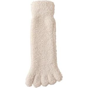 YIJIANUO Herfst Winter Vrouwen Thicken Coral Fleece Vijf Vinger Sokken Zachte Midden Buis Sokken Thuis Vloer Slapen Sokken Split Teen Sokken, Beige Wit, One size