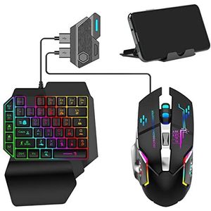 Toetsenbord met één hand | 35 Toetsen Half Toetsenbord en Ergonomische Muis Combo met LED Backlight - Professionele gamingset voor mobiele games, snel opladen Delr