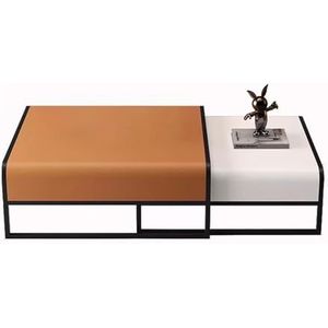 Moderne salontafel set van 2, stapelbare vierkante salontafel, stevige metalen bijzettafel, minimalistische accenten bijzettafel voor woonkamer, kleine ruimtes, slaapkamer, kantoor, woondecoratie