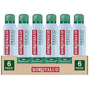 6 x Borotalco deo-spray 48h Fresh geur frisse talkpoeder met actieve kristallen - 6 flessen van 150 ml