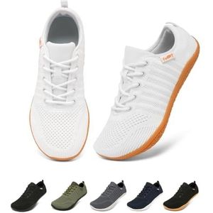Merdoo Barefoot Schoenen Dames Heren Brede Sneaker Fitness Schoenen Wandelschoenen Comfortabel Lichtgewicht Ademend Wit 37