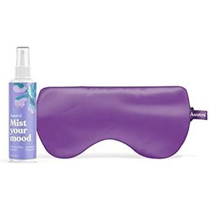 ASUTRA Slaapbundel, 2 producten - Paars zijden oogmasker gevuld met lavendel en lijnzaad, lavendel- en kamille etherische olie kussenspray