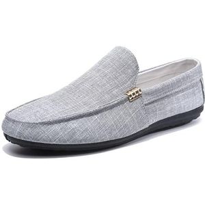 Loafers for heren Mocassins met ronde neus Schoenen Loafers van stof Lichtgewicht Flexibel Comfortabel Casual Klassieke instappers (Color : Grey, Size : 43 EU)