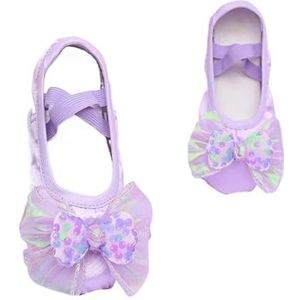 Balletpantoffels, balletschoenen voor dansen voor meisjes, dansschoenen voor meisjes, balletaccessoires, moderne dans meisje, balletschoenen, kleurrijke strik, Paars, 33 EU