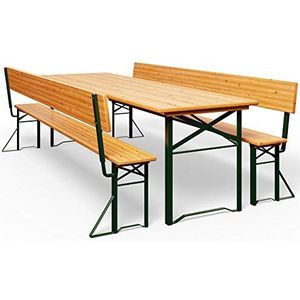 Casaria Biertent Set met Rugleuning 170 cm Opvouwbaar Stabiel 2x Banken 1x Brede Tafel Hout Tuinset Picknicktafel Bruin