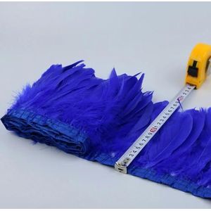 1M 2M Geverfde Gouden Ganzenveren Versieringen voor DIY Craft Party Trouwjurk Carnaval Lint Kleding Decor Accessoires 15-20cm-Koningsblauw-2 Meter