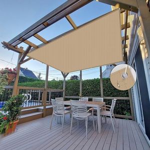 NAKAGSHI Zonnezeil, waterdicht, kaki, 4 x 4,5 m, zonnezeil met rechthoekig oogje, uv-bescherming, 95% voor tuin, balkon, terras, camping, outdoor