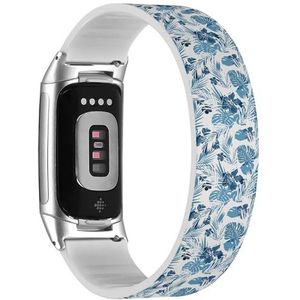 RYANUKA Solo Loop Band Compatibel met Fitbit Charge 5 / Fitbit Charge 6 (Camouflage Hawaiiaans) rekbare siliconen band band accessoire, Siliconen, Geen edelsteen