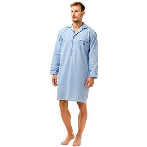 Haigman Mens heren nachtkleding 7290 gemakkelijk te onderhouden poly katoen lange mouw nachtshirt - blauw - XXL