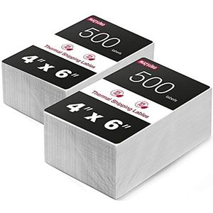 Matsuro Original | 4 x 6 Inch Thermisch Direct Verzendlabel van Topkwaliteit 100x150 mm Compatibel met Barcode-Labelprinter - voor Enveloppen Kartonnen Postpakketten (2 Verpakkingen van 500 Etiketten)