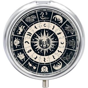 Pillendoos 3 compartimenten kleine pillenetui voor portemonnee en zak astrologisch teken ronde pillendoos schattige vitamines visolie supplementen olie opbergdoos draagbare pil bevat reiscadeau