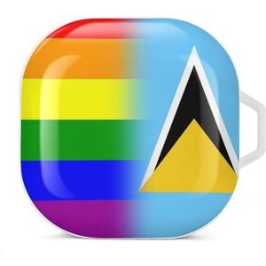 LGBT Pride And Saint Lucia vlag oordopjes hoesje compatibel met Samsung hard shell beschermhoes wit stijl