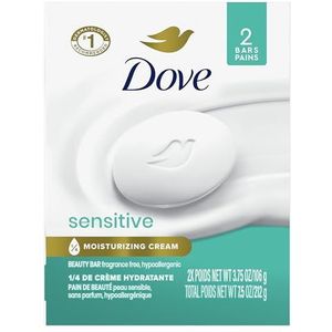 Dove Beauty Bar More Moisturizing Than Bar Soap voor zachte huid, geur, hypoallergeen, gevoelige huid met milde reiniger, 2 bars