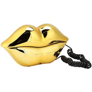 Draad Vaste Telefoon, Leuke Lip Vorm Telefoon met Multifunctioneel, Telefoon Bureau Telefoon voor Thuis, Duidelijk Bellen (Goud)